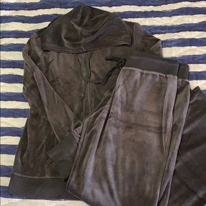 Grey Velour Track Suit